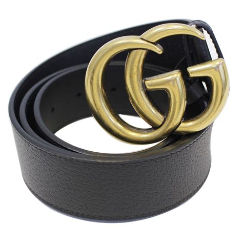 Wide Black Leather Belt With Double G Buckle 